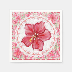 Hibiscus & lace RED Napkin