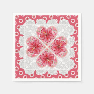 Hibiscus & lace RED Napkin