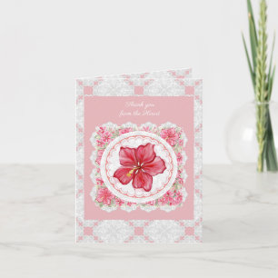 Hibiscus & lace RED Note Card