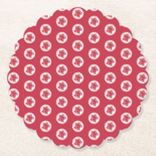 Hibiscus & lace RED Paper Coaster