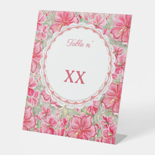 Hibiscus & lace RED Pedestal Sign