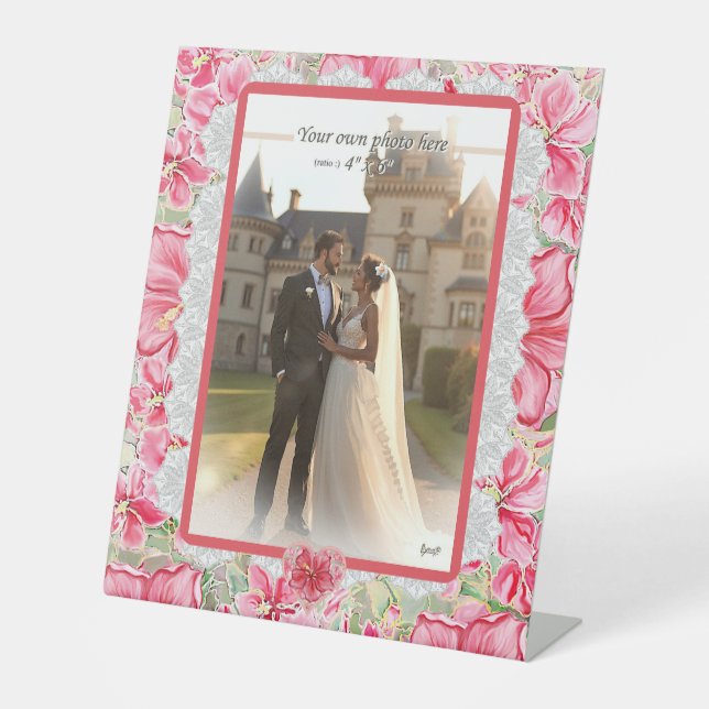 Hibiscus & lace RED Pedestal Sign (Front)