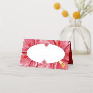 Hibiscus & lace RED Place Card