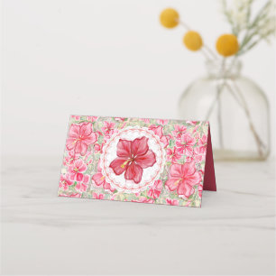 Hibiscus & lace RED Place Card
