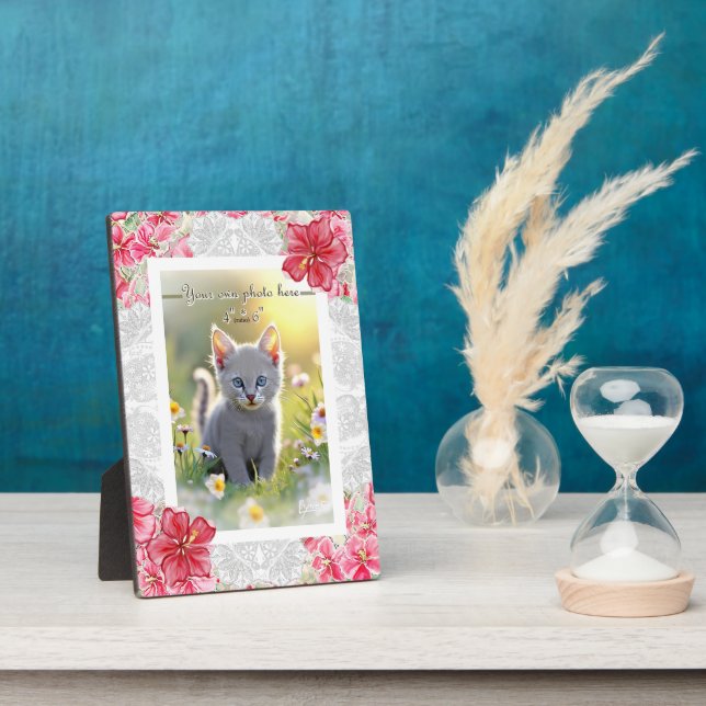 Hibiscus & lace RED Plaque (Side)