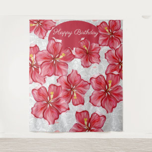 Hibiscus & lace RED Tapestry