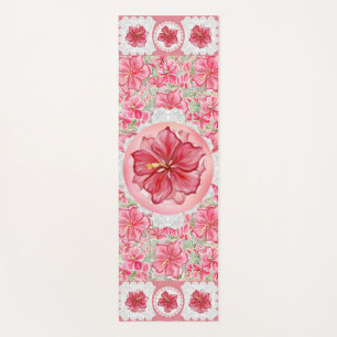 Hibiscus & lace RED Yoga Mat