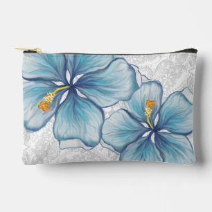 Hibiscus & lace TURQUOISE Accessory Pouch