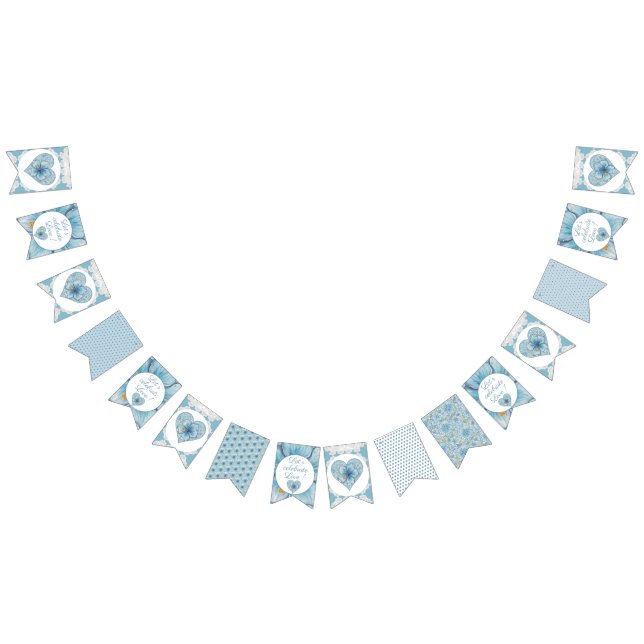 Hibiscus & lace TURQUOISE Bunting (All)