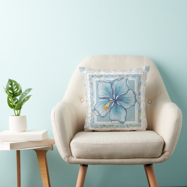 Hibiscus & lace TURQUOISE Cushion (Chair)