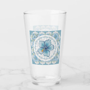 Hibiscus & lace TURQUOISE Glass
