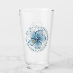 Hibiscus & lace TURQUOISE Glass