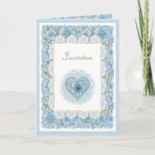 Hibiscus & lace TURQUOISE Invitation