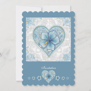 Hibiscus & lace TURQUOISE Invitation