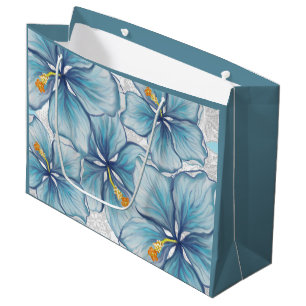 Hibiscus & lace TURQUOISE Large Gift Bag