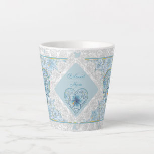 Hibiscus & lace TURQUOISE Latte Mug