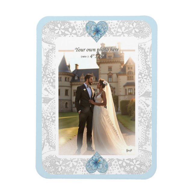 Hibiscus & lace TURQUOISE Magnet (Vertical)