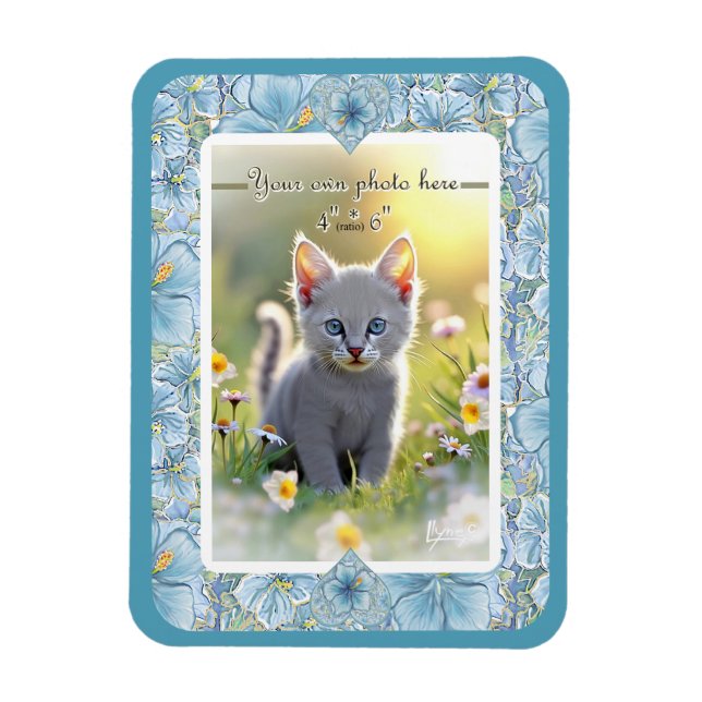 Hibiscus & lace TURQUOISE Magnet (Vertical)