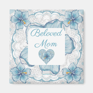 Hibiscus & lace TURQUOISE Magnet