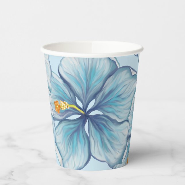 Hibiscus & lace TURQUOISE Paper Cups (Left)