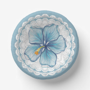 Hibiscus & lace TURQUOISE Paper Plate
