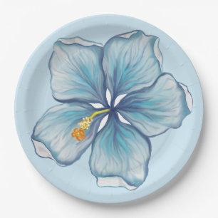 Hibiscus & lace TURQUOISE Paper Plate
