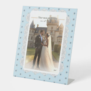 Hibiscus & lace TURQUOISE Pedestal Sign