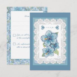 Hibiscus & lace TURQUOISE RSVP Card