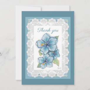 Hibiscus & lace TURQUOISE Thank You Card