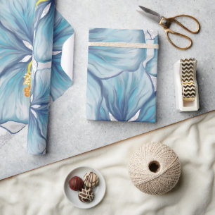 Hibiscus & lace TURQUOISE Wrapping Paper