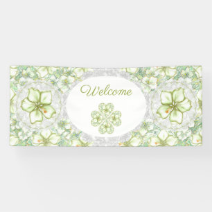Hibiscus & lace WHITE Banner