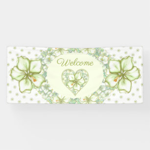 Hibiscus & lace WHITE Banner