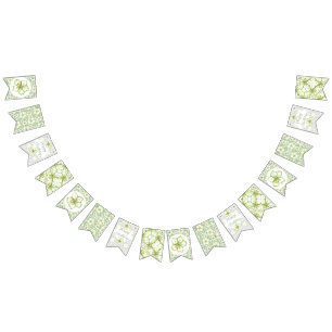 Hibiscus & lace WHITE Bunting
