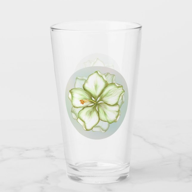 Hibiscus & lace WHITE Glass (Front)