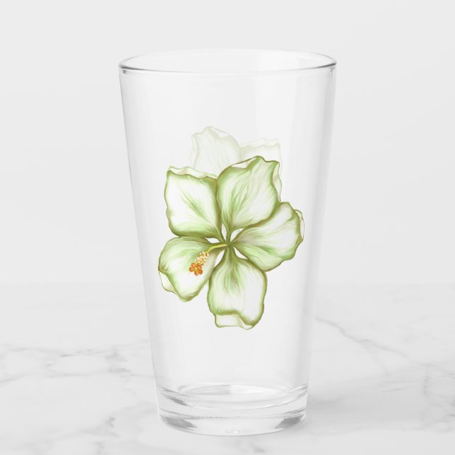 Hibiscus & lace WHITE Glass (Front)