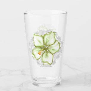 Hibiscus & lace WHITE Glass