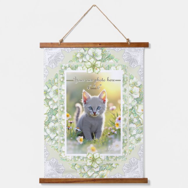 Hibiscus & lace WHITE Hanging Tapestry (Front)