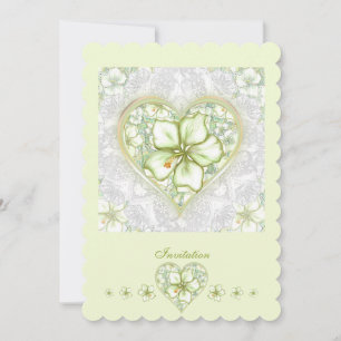 Hibiscus & lace WHITE Invitation