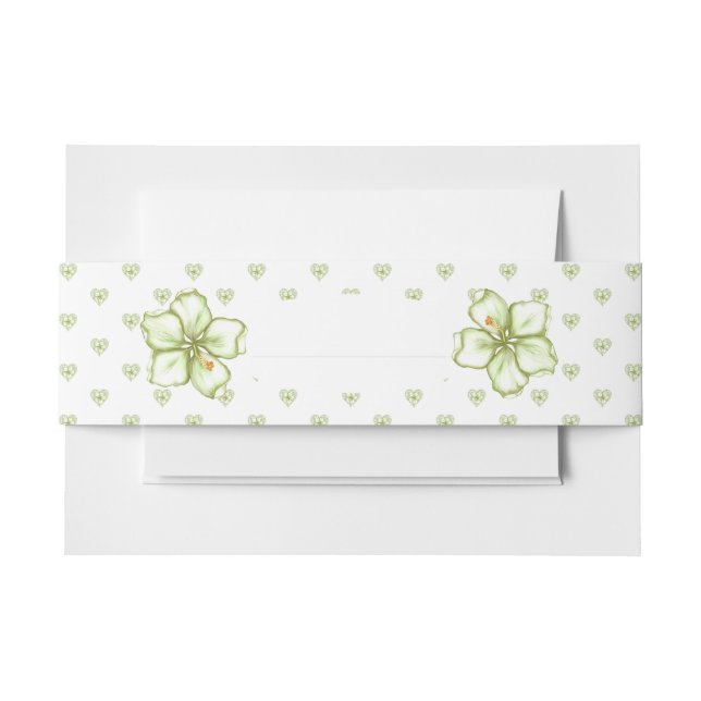 Hibiscus & lace WHITE Invitation Belly Band (Front Example)