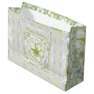 Hibiscus & lace WHITE Large Gift Bag