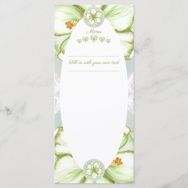 Hibiscus & lace WHITE Menu (Front)