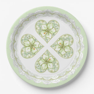 Hibiscus & lace WHITE Paper Plate