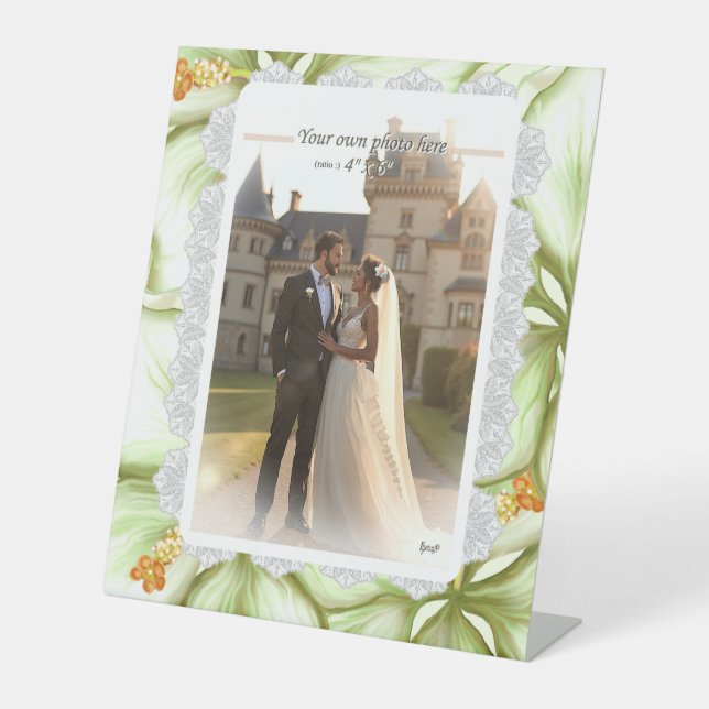 Hibiscus & lace WHITE Pedestal Sign (Front)