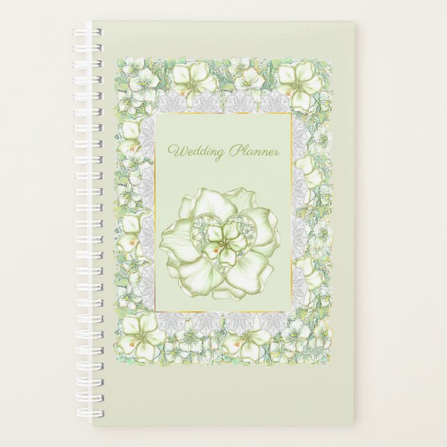 Hibiscus & lace WHITE Planner (Front)