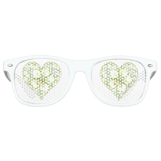 Hibiscus & lace WHITE Retro Sunglasses (Front)