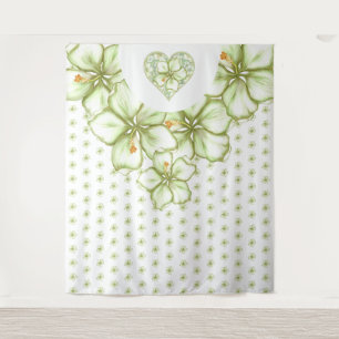 Hibiscus & lace WHITE Tapestry