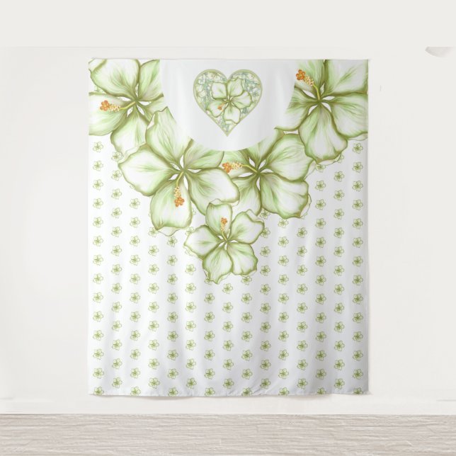 Hibiscus & lace WHITE Tapestry (Front)