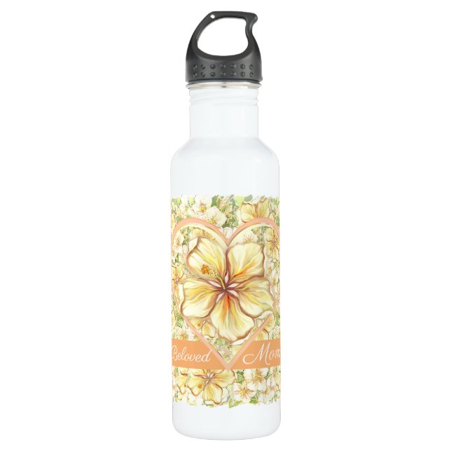 Hibiscus & lace YELLOW 710 Ml Water Bottle (Front)