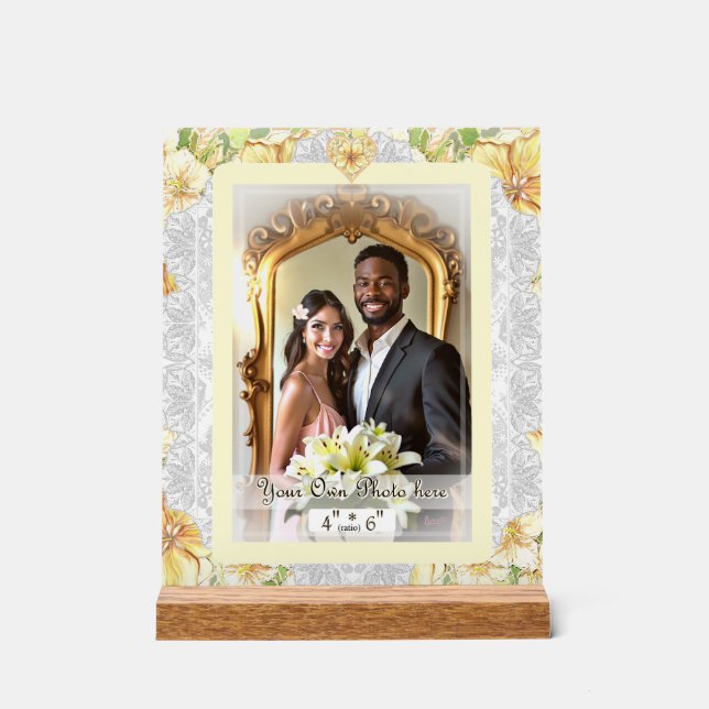 Hibiscus & lace YELLOW Acrylic Sign (Front)