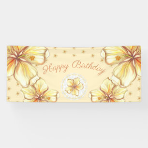 Hibiscus & lace YELLOW Banner